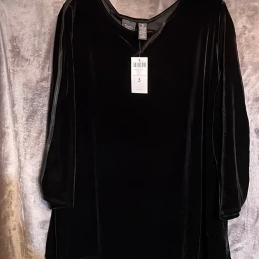 Chicos Travelers Lounge Track set Black Velvet sz 3 16/18 pants top